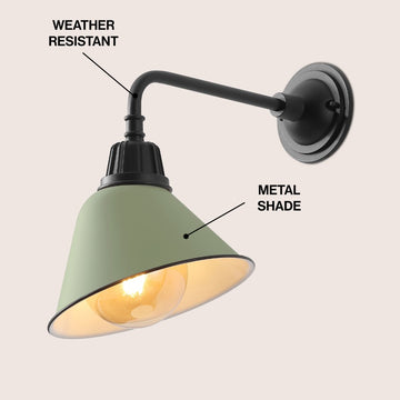 Croydon 9.63"  Farmhouse Industrial Indoor/Outdoor Iron LED Gooseneck Arm Outdoor Sconce